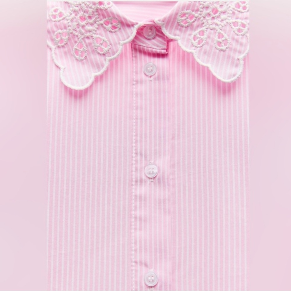 Zara-Pink Lace Shirt - Picture 3 of 4